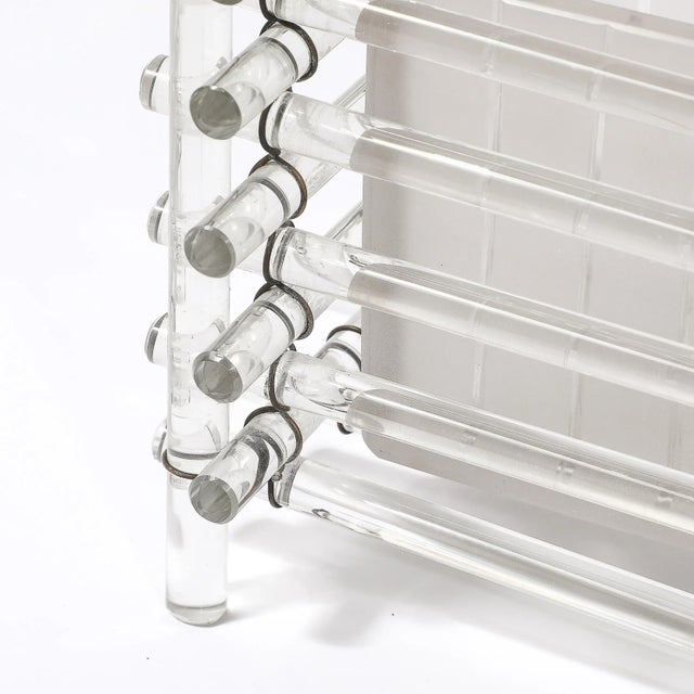 Art Deco Glass Rod & Frosted Square Glass Rod Cachepot For Sale - Image 12 of 18