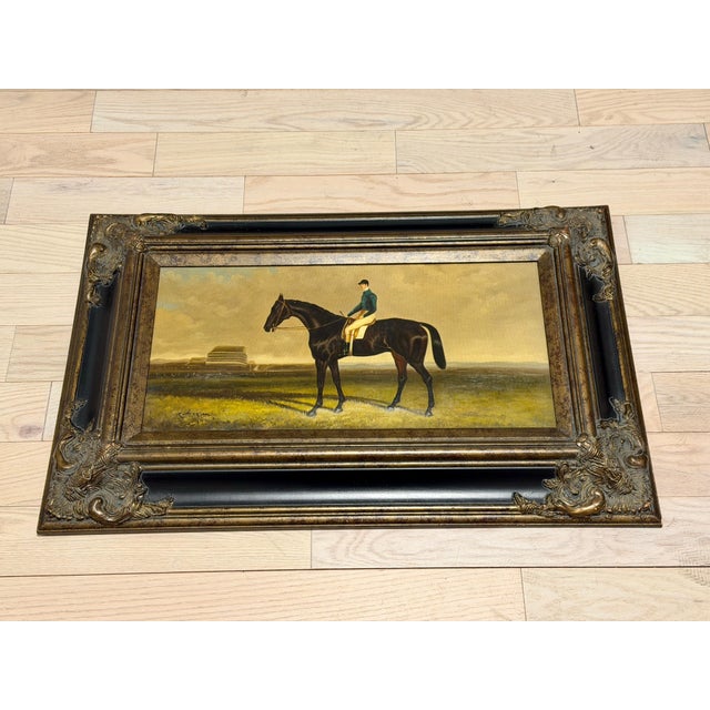 Mid 20th Century Very Rare Signed Robinson Traditional Equestrian Racehorse & Jockey Oil Paintings – Framed Pair For Sale In New York - Image 6 of 15