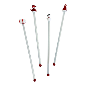 Vintage Holiday Blown Glass Swizzle Sticks, S/4