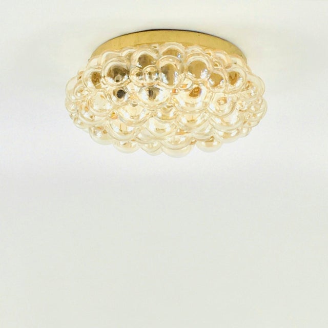 Mid-Century Modern Large Mid-Century Modern Amber Bubble Glass Flush Mount by Helena Tynell for Limburg, Germany, 1960s For Sale - Image 3 of 9