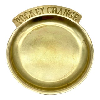 Round Brass Pocket Change Valet Dish For Sale