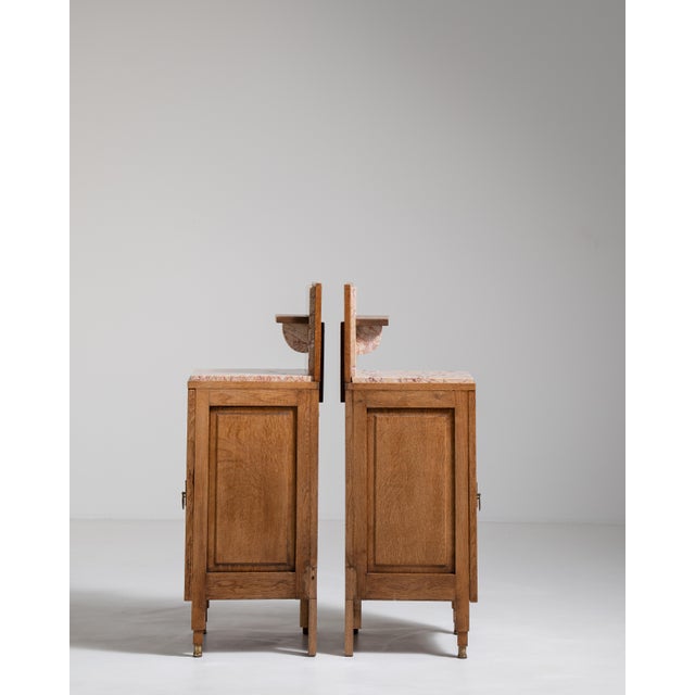 1910s Pair Of Art Noveau Side Tables With Marble Tops And Carved Panels For Sale - Image 17 of 17