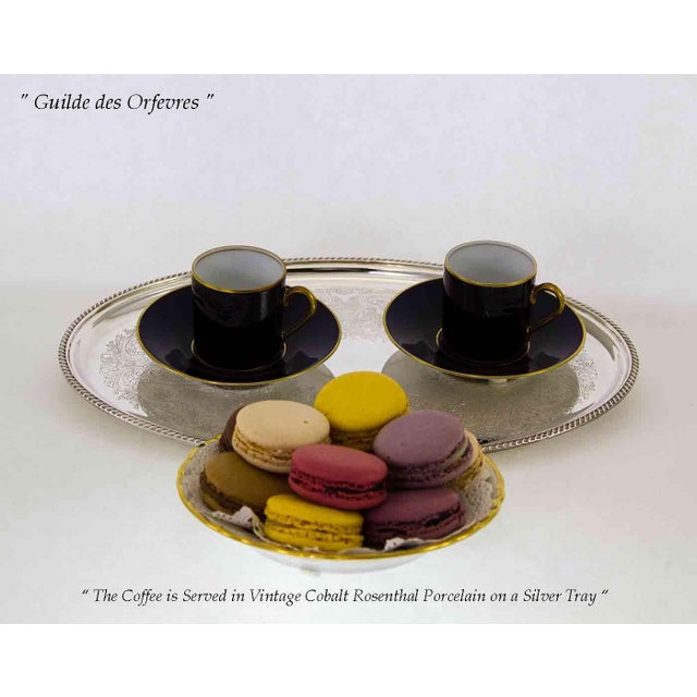 1970s New Silver Oval Coffee Tray Embossed With Gadroon Border by Barker Ellis for I. Freeman & Sons For Sale In New York - Image 6 of 9