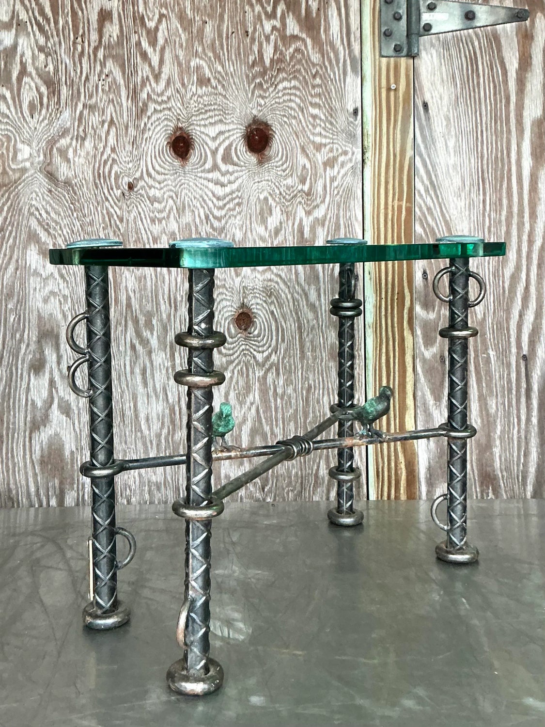 Vintage Boho Ilana Goor Rebar Birds Side Table — additional photo 2