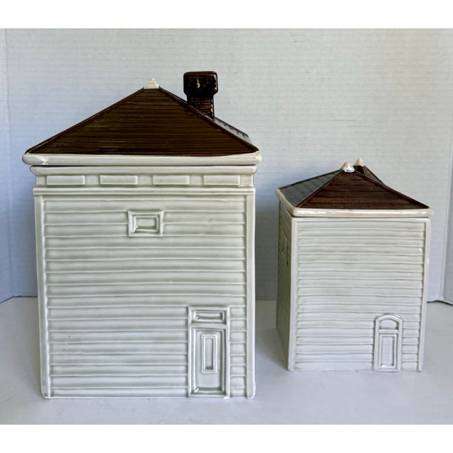 1979-80 Otagiri Ceramic San Francisco Victorian House Canisters Cookie Jars - Set of 2 For Sale - Image 10 of 15