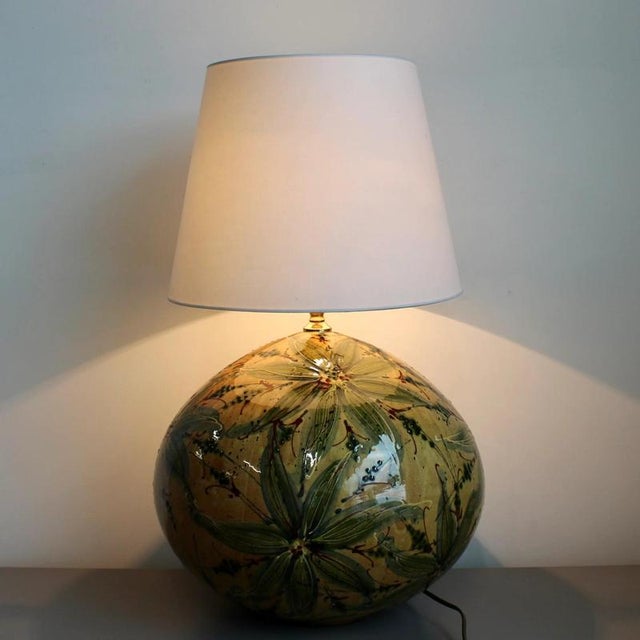 Large Hand-Glazed Ceramic Table Lamp, 1980s For Sale - Image 3 of 18