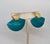 1980s goldtone ribbed top with fan shaped green marbled Lucite push back pierced earrings. Marked "©MONET" around the base...