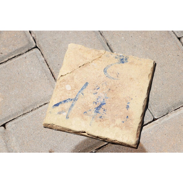 18th Century 18th Century Baroque Portuguese Tile With Blue & White Figural Detail of a Nobleman Reclining, Showing a Flowing Sleeve For Sale - Image 5 of 5
