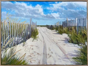 "View to the Bay on a Blustery Day" Contemporary Original Beach Scene Painting by Scott Hewett