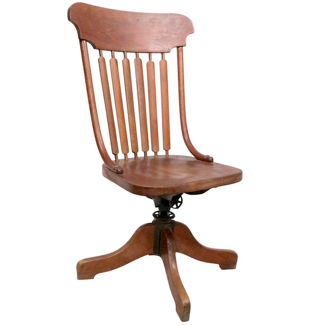 The Sikes Co., PA Late 19th Century Victorian Oak Swivel Desk Chair For Sale - Image 4 of 14