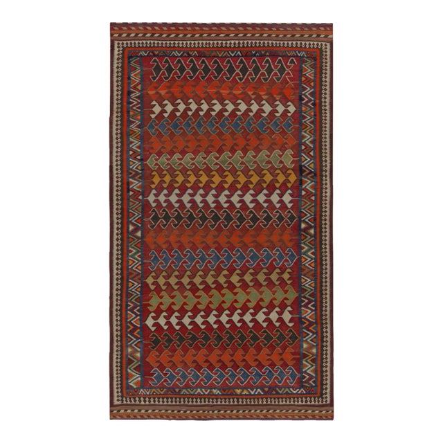 1950s Vintage Afghani Tribal Kilim Rug With Geometric Patterns For Sale