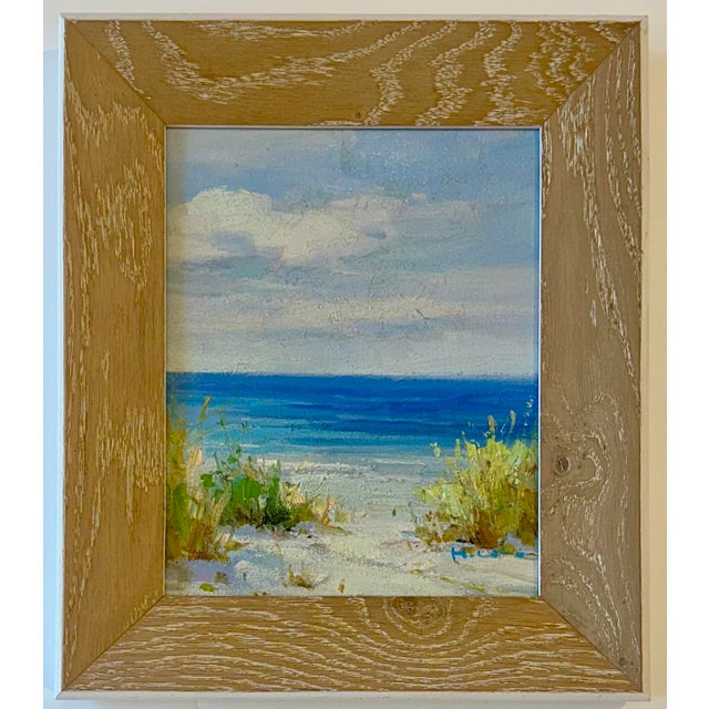 2020s Serene Ocean Beach Pathway Scene Oil Painting by H. Cole (Framed) For Sale - Image 5 of 5