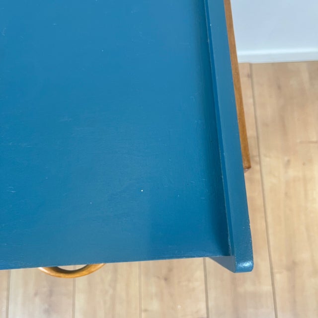 Vintage Desk in Petrol Blue, 1960s For Sale - Image 9 of 15