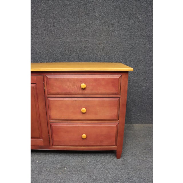 Wood Ethan Allen “Country Colors” Painted Dresser With Maple Top For Sale - Image 7 of 14