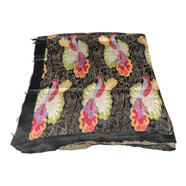 Vintage Black & Gold Deco Style Metallic Threads Table Topper For Sale