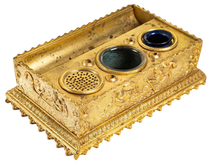 19th Century Inkwell in Bronze and Glass