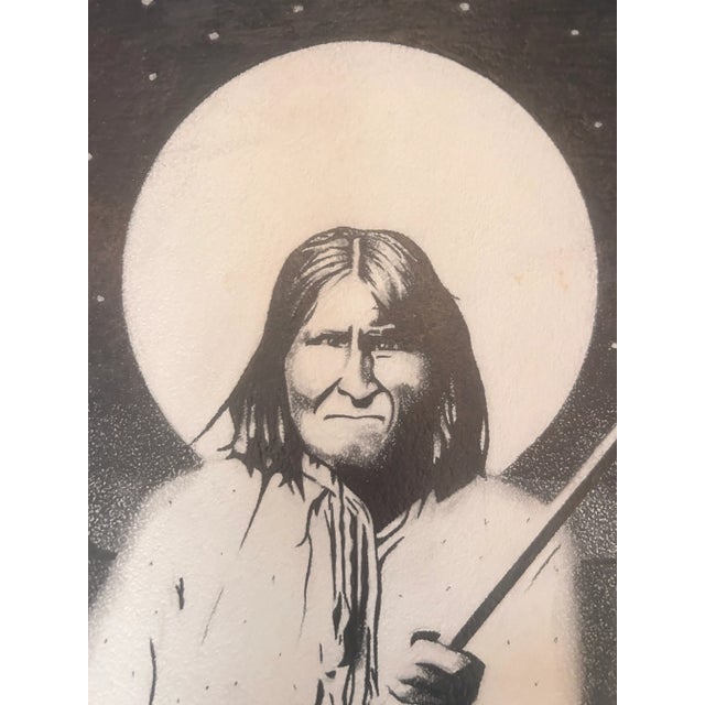 1980s Vintage Original Signed "Geronimo" Graphite Drawing by Arnold Wichita For Sale - Image 5 of 14