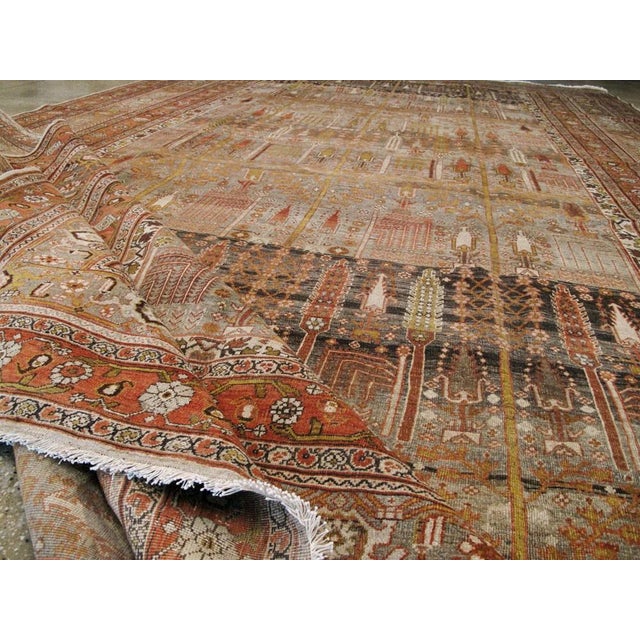 Early 20th Century Willow Tree Earth Tone Persian Bidjar Rug - 10'8" x 18'3" For Sale - Image 4 of 5
