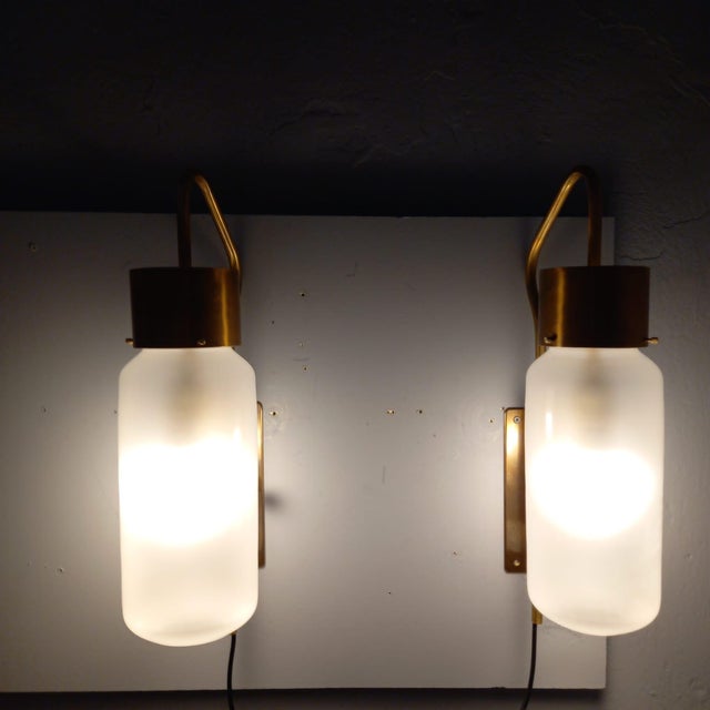 Mid-Century Modern LP10 Bidone Wall Light in Brass by Luigi Caccia Dominioni for Azucena, 1990s, Set of 2 For Sale - Image 3 of 17