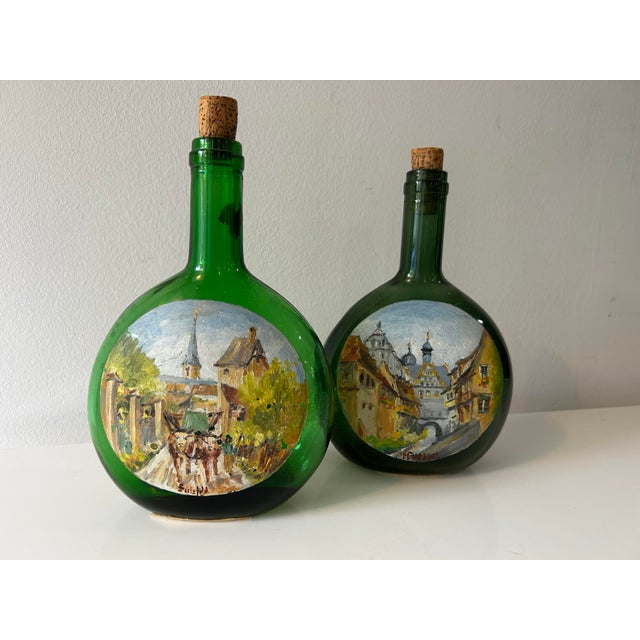 1950s Mid Century Hand Painted 'Bocksbeutel' of Franconian Wine Bottles (Frankenwein) 1957 For Sale - Image 5 of 12