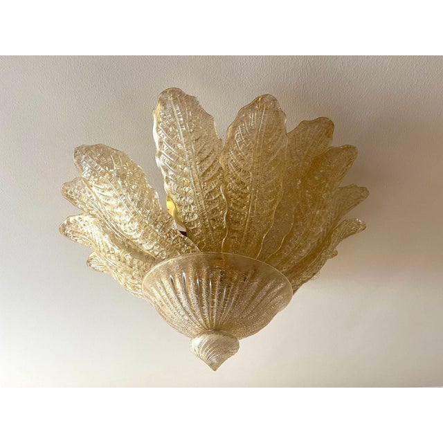 Golden Murano Glass Flush Mount from Barovier & Toso, Italy For Sale - Image 4 of 16