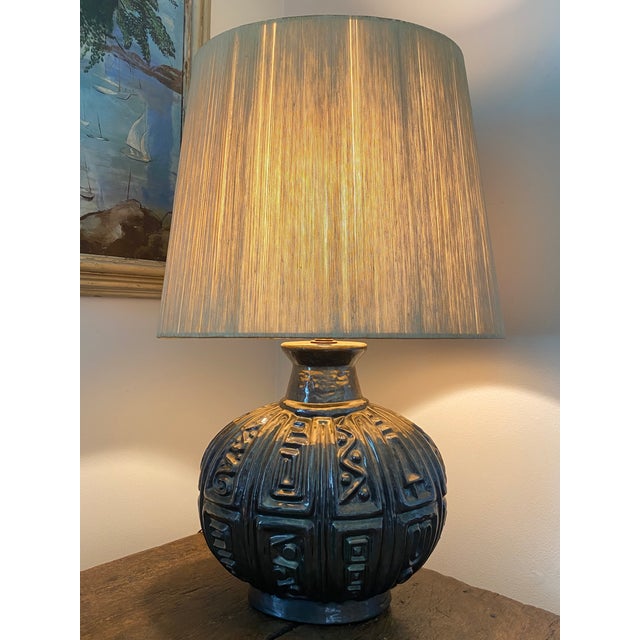 Mid-Century Modern Midcentury Ceramic Pottery Lamp by Lee Rosen for Design Technics With Original String Shade For Sale - Image 3 of 10