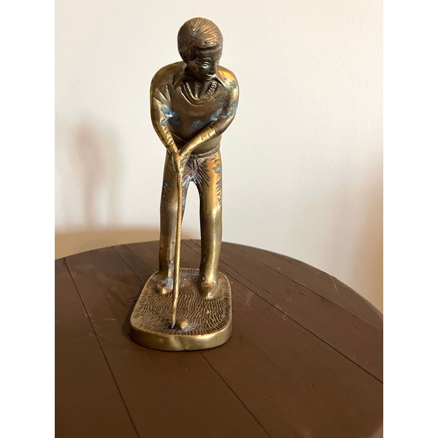 1970s Vintage Brass Golfer Sculpture For Sale - Image 5 of 10