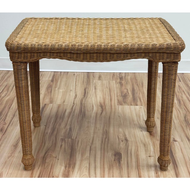 Late 20th Century Vintage Woven Wicker Side Table For Sale - Image 5 of 9