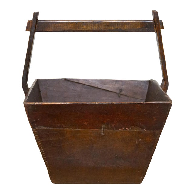 Primitive Wooden Chinese Basket For Sale