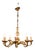Large French Gothic Style Gilded Brass Chandelier, 1980s For Sale