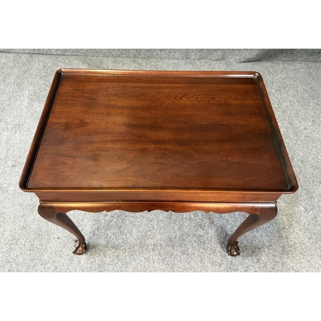 Late 20th Century Statton Olde Towne Solid Cherry Tea Table For Sale In Raleigh - Image 6 of 12
