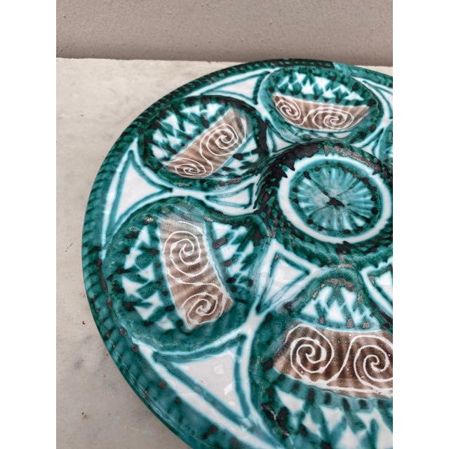 Mid-Century Modern Mid-Century Rare Ceramic Oyster Plate Robert Picault Vallauris For Sale - Image 3 of 6