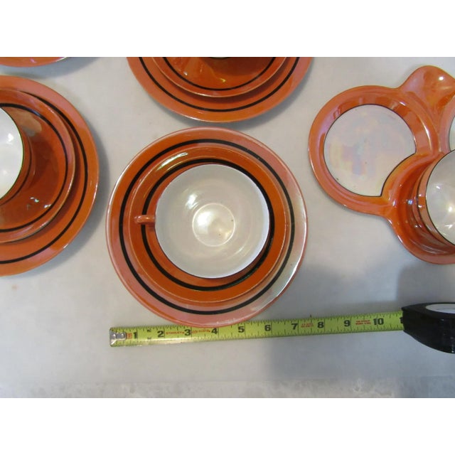 Early 21st Century Vintage Rudolf Wachter Art Deco Orange Lusterware Tea Set- 27 Pieces For Sale - Image 5 of 11