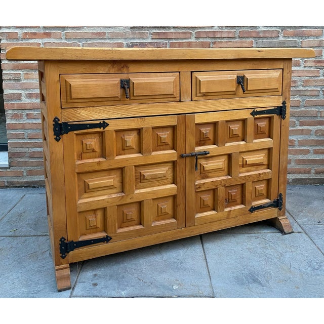 Spanish Catalan Carved Walnut Chest of Drawers, 1940s For Sale - Image 9 of 18
