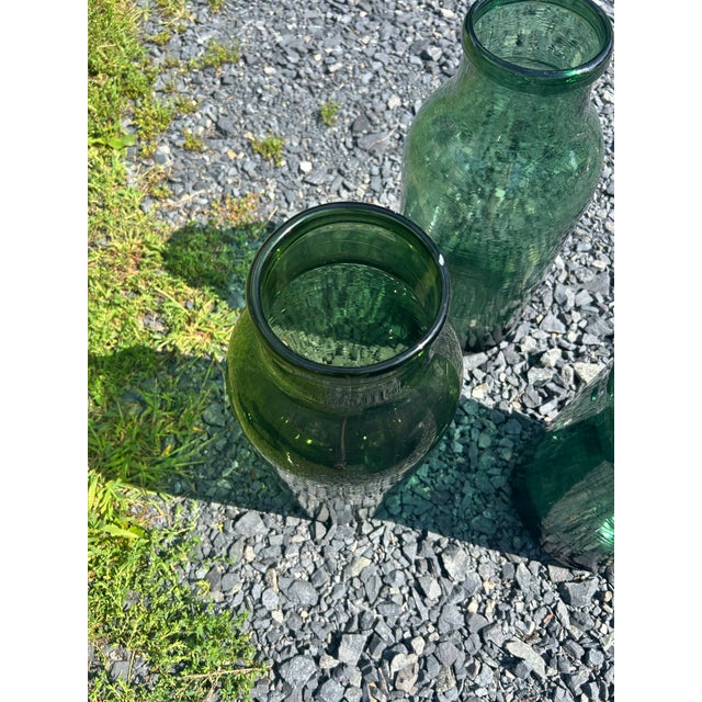 Antique Green Large German Pickling Jars -Set of 3 For Sale - Image 9 of 12