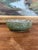 Vintage Bat Trang Vietnam Hand-Painted Ceramic Bowl With Green Relief Glaze and Floral Interior Design. For Sale - Image 4 of 8