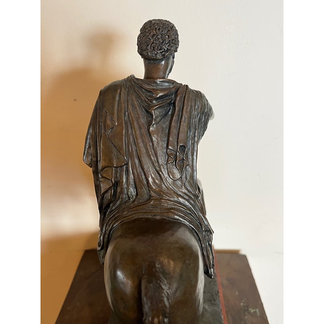 Late 20th Century Bronze-Style Roman Equestrian Statue, Marcus Aurelius Reproduction, Heavy Weighted Scholar’s Desk Piece For Sale - Image 10 of 10