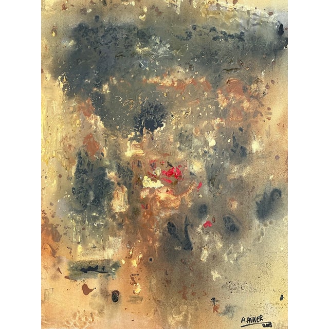 Tan Vintage Original Abstract Oil Painting on Canvas For Sale - Image 8 of 12