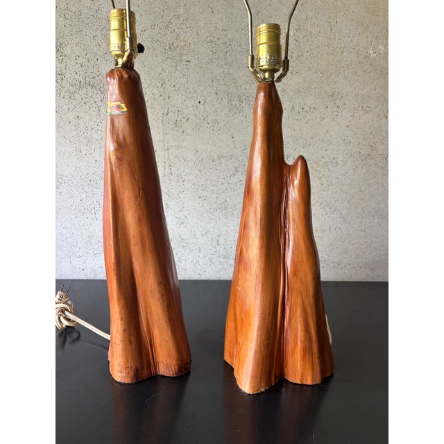 Wood 1950s Mid-Century Modern Cypress Root Table Lamps - Organic Modern Driftwood - a Pair For Sale - Image 7 of 7