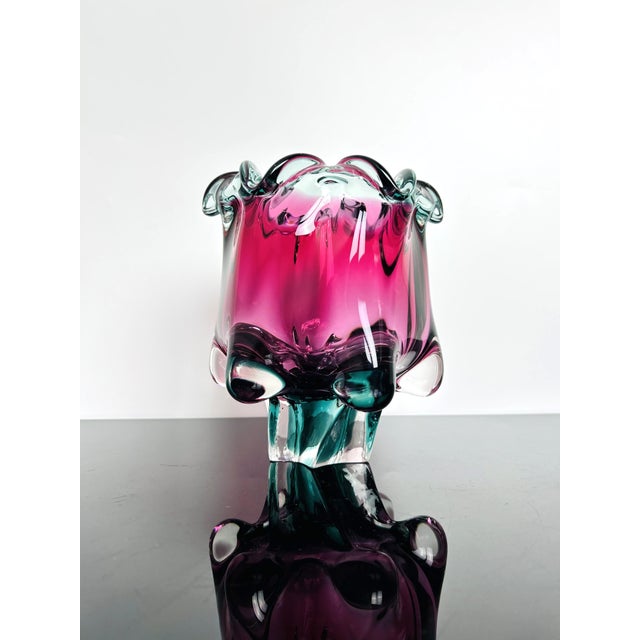A striking Czechoslovak art glass vase designed by Josef Hospodka (1923–1989) for the Chřibská glassworks rare collectible...