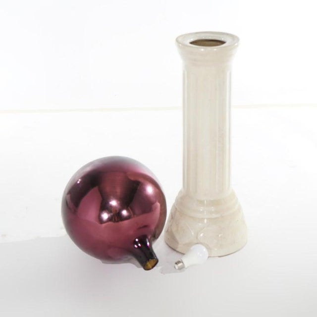 Glass Garden Gazing Globe on Pottery Pedestal 20thC For Sale - Image 6 of 9