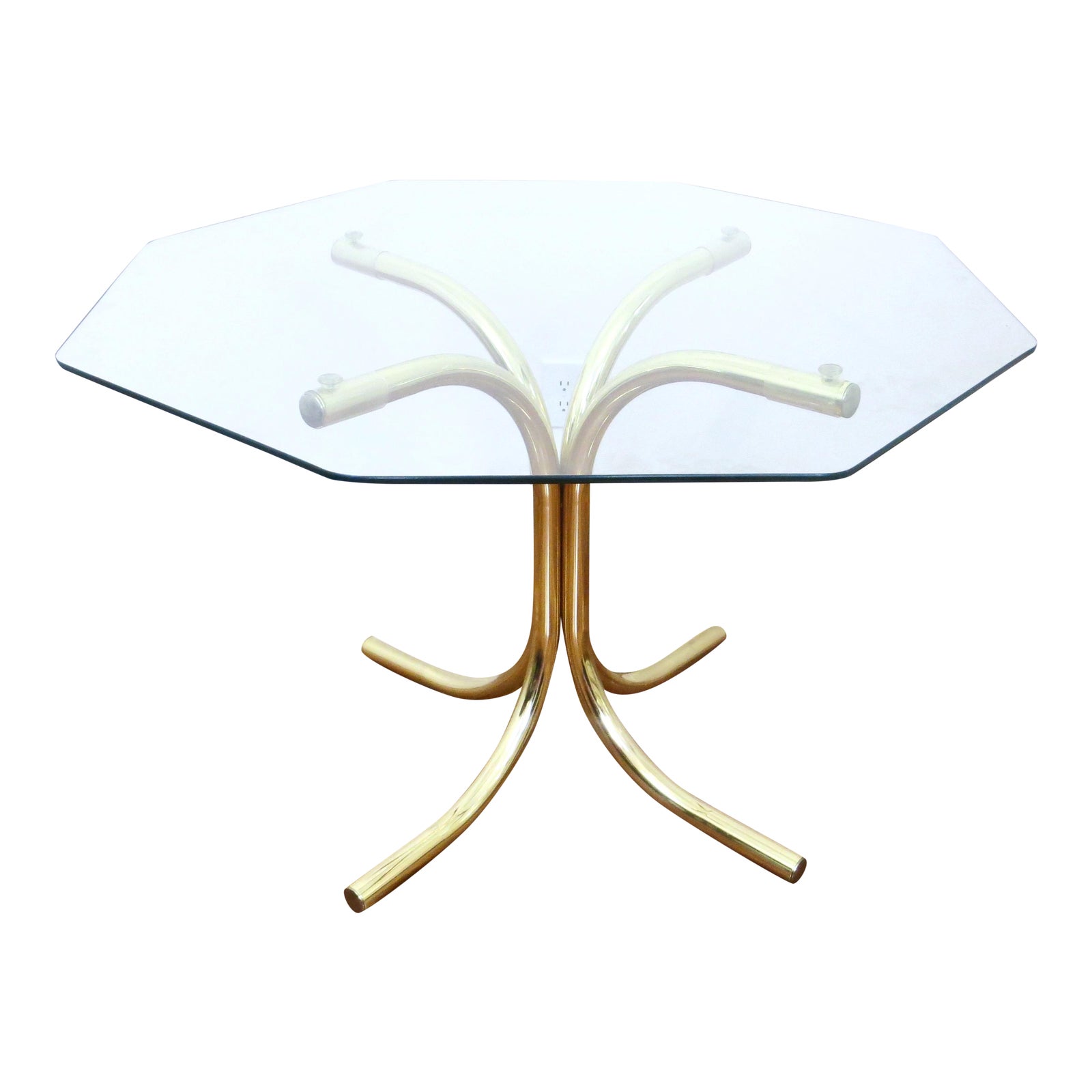 Vintage Brass Glass Octagonal Dining Table Chairish