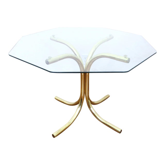 Vintage Brass & Glass Octagonal Dining Table Chairish