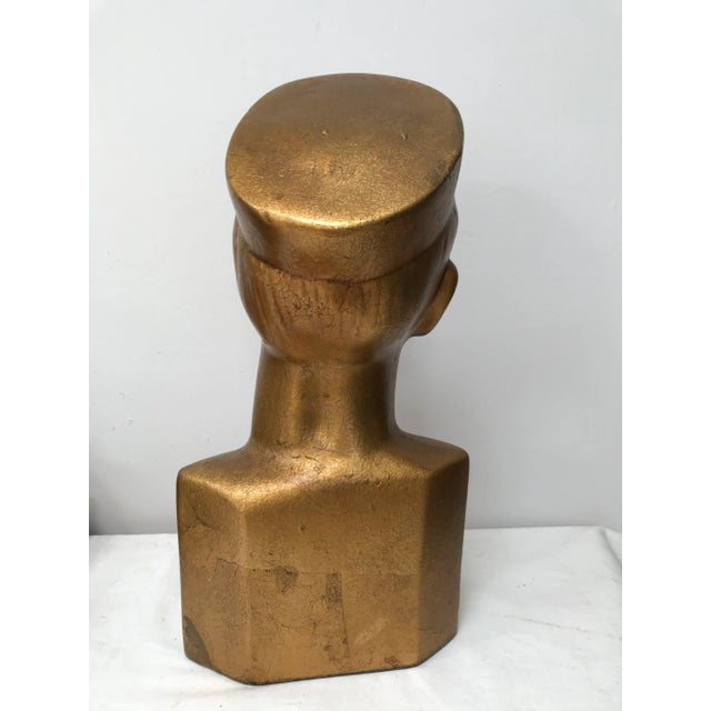Mid Century Modern Gilded Oriental Male Head Bust Statue For Sale In Phoenix - Image 6 of 7