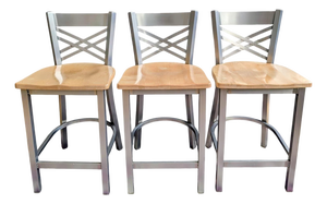 Holland Catalina Solid Maple & Stainless Steel Counter Stool Set of 3
