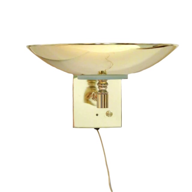 Vintage flying saucer design wall sconce with halogen light, upward lighting. Condition: Very good vintage condition,...