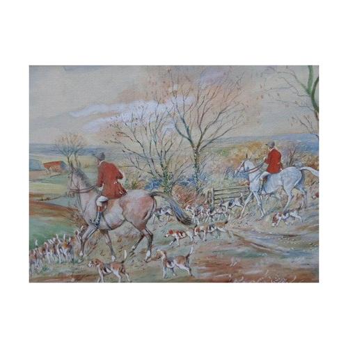 E. W. Melworth, British Hunting Sporting Impressionistic Composition, Watercolour For Sale - Image 12 of 13