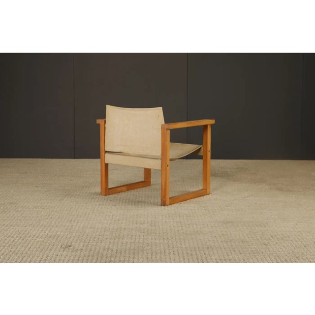 Minimalist Safari Sling Lounge Chair in Natural Canvas and Solid Wood, C 1970s For Sale - Image 14 of 16