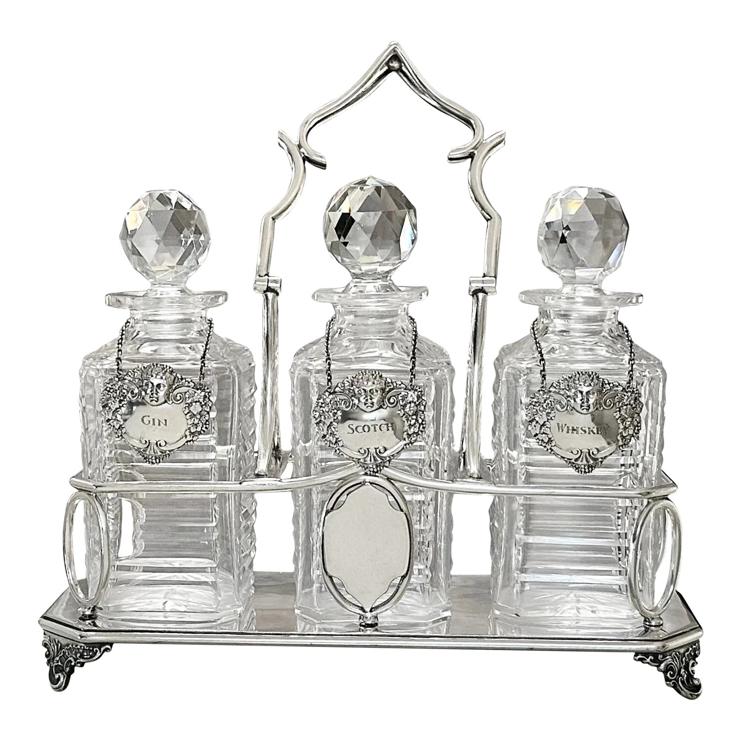 STERLING950 リキュール　銀装飾　セット decanter-set-antique-circa-