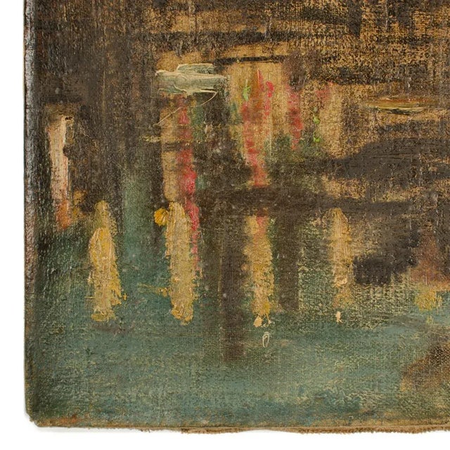 Brown "Augustusbrücke" Oil Painting of a Bridge in Dresden at Night, Late 19th Century. For Sale - Image 8 of 12